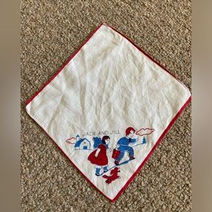 Vintage Jack And Jill Handkerchief 8.5 Inches Cotton